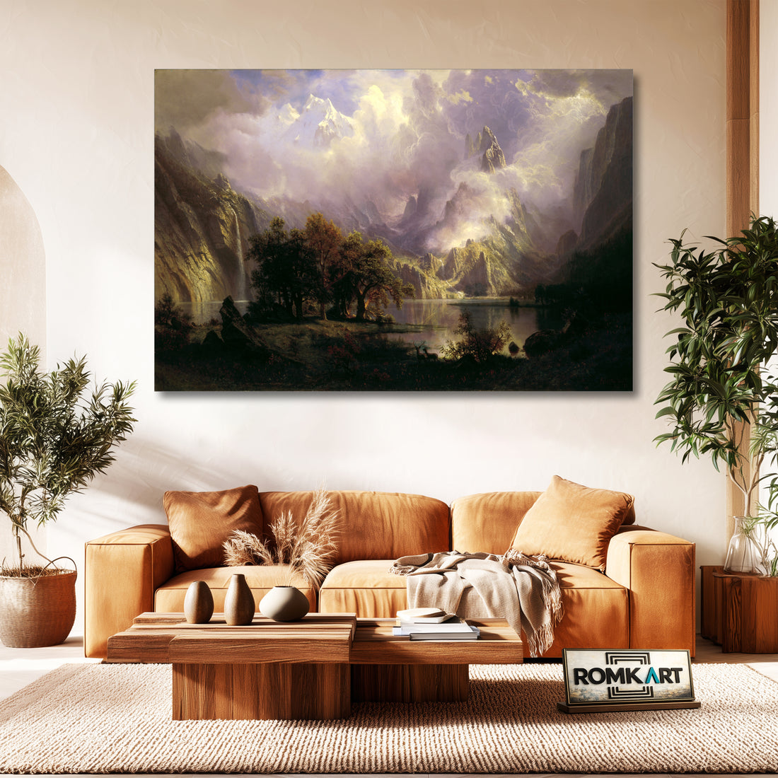 Albert Bierstadt Rocky Mountain Landscape 1870 - Reproduction by RomKart - Hand-Painted Oil Painting