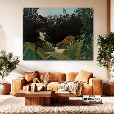 Henri Rousseau Scouts Attacked By A Tiger – Reproduction