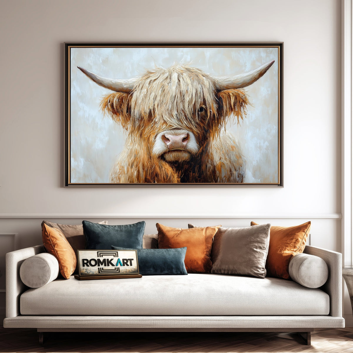 Highland Cow Farm Animal Oil Painting