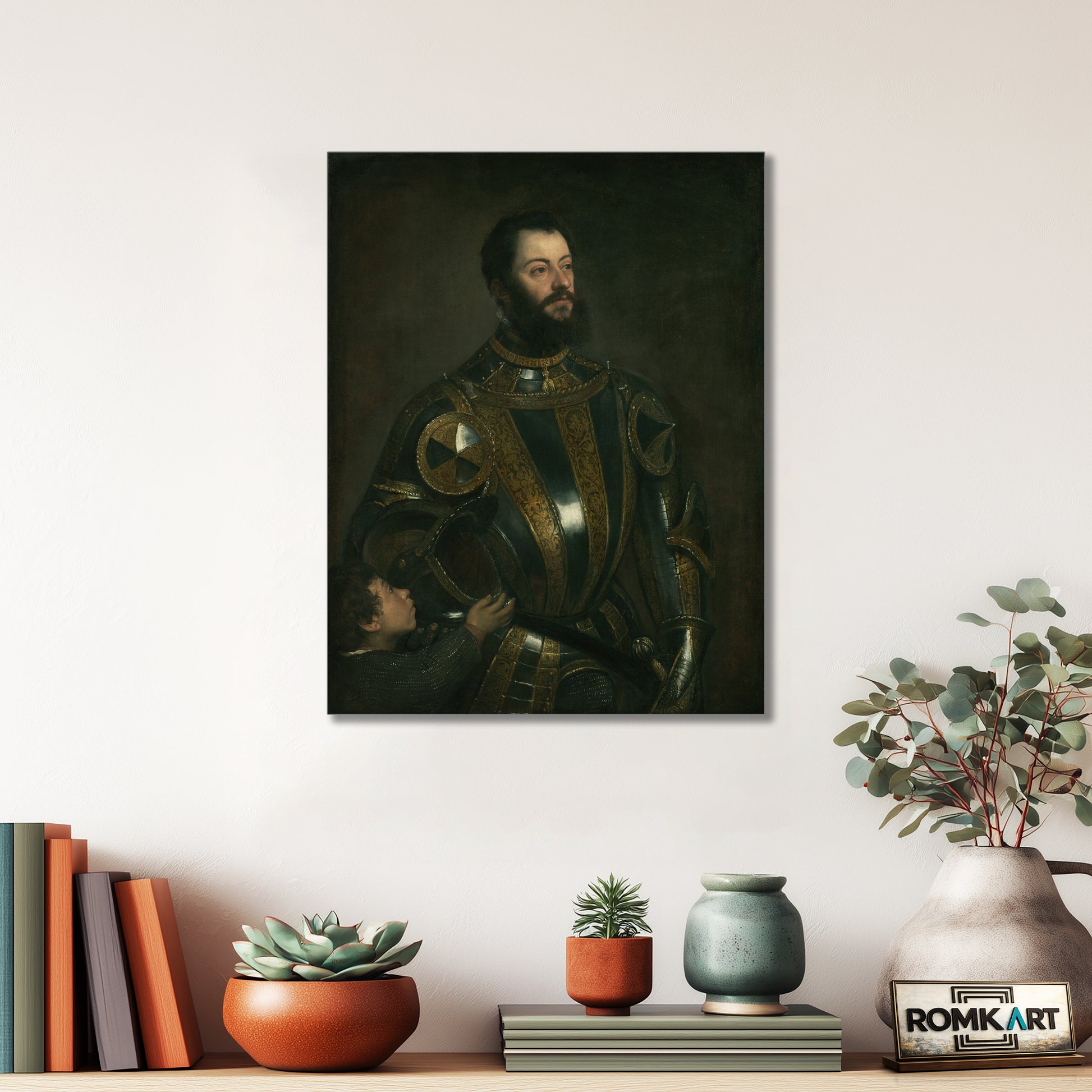Titian Portrait Of Alfonso Davalos Marchese Del Vasto In Armor With A Page – Reproduction