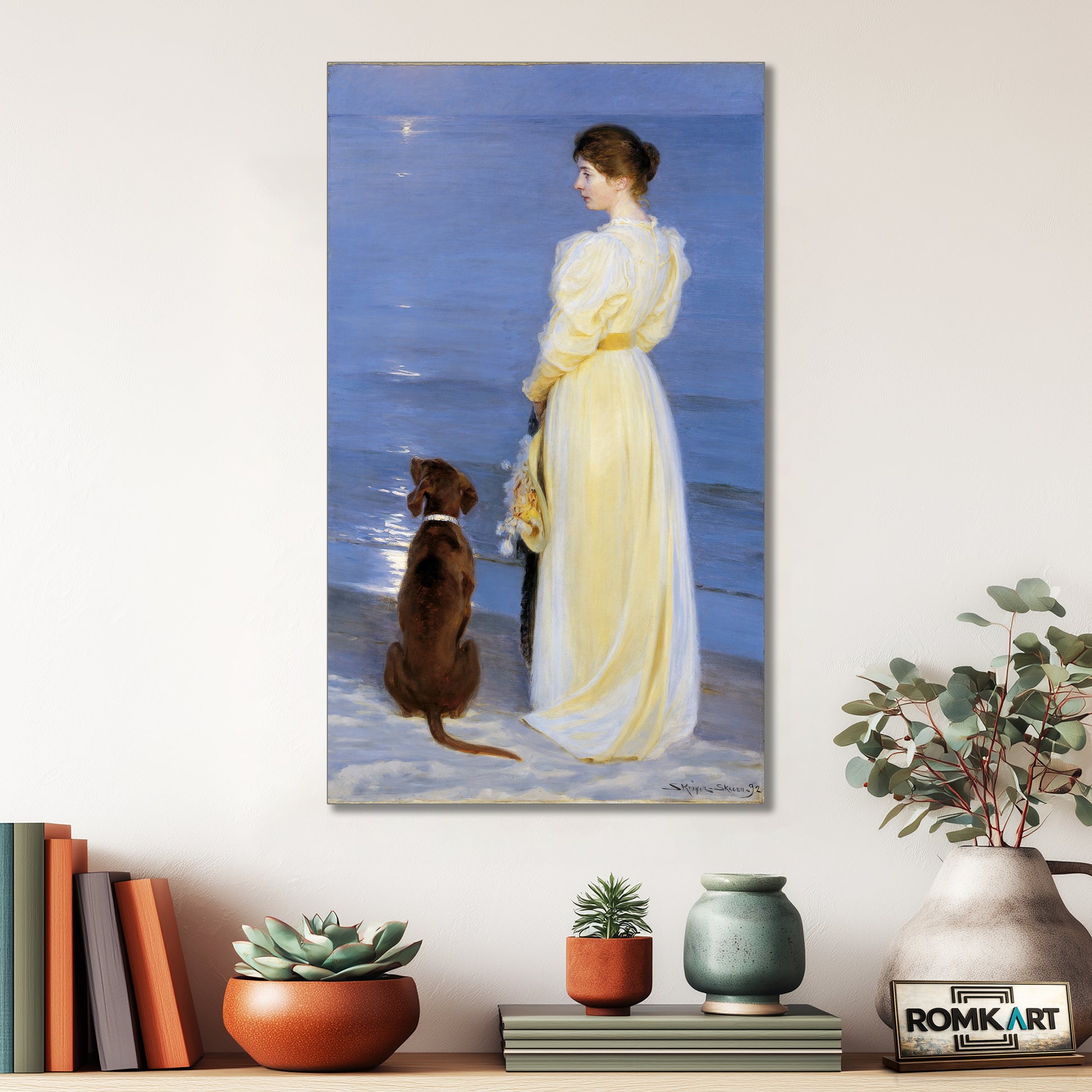 Peder Severin Kroyer Summer Evening At Skagen The Artist Wife And Dog By The Shore 1892 – Reproduction