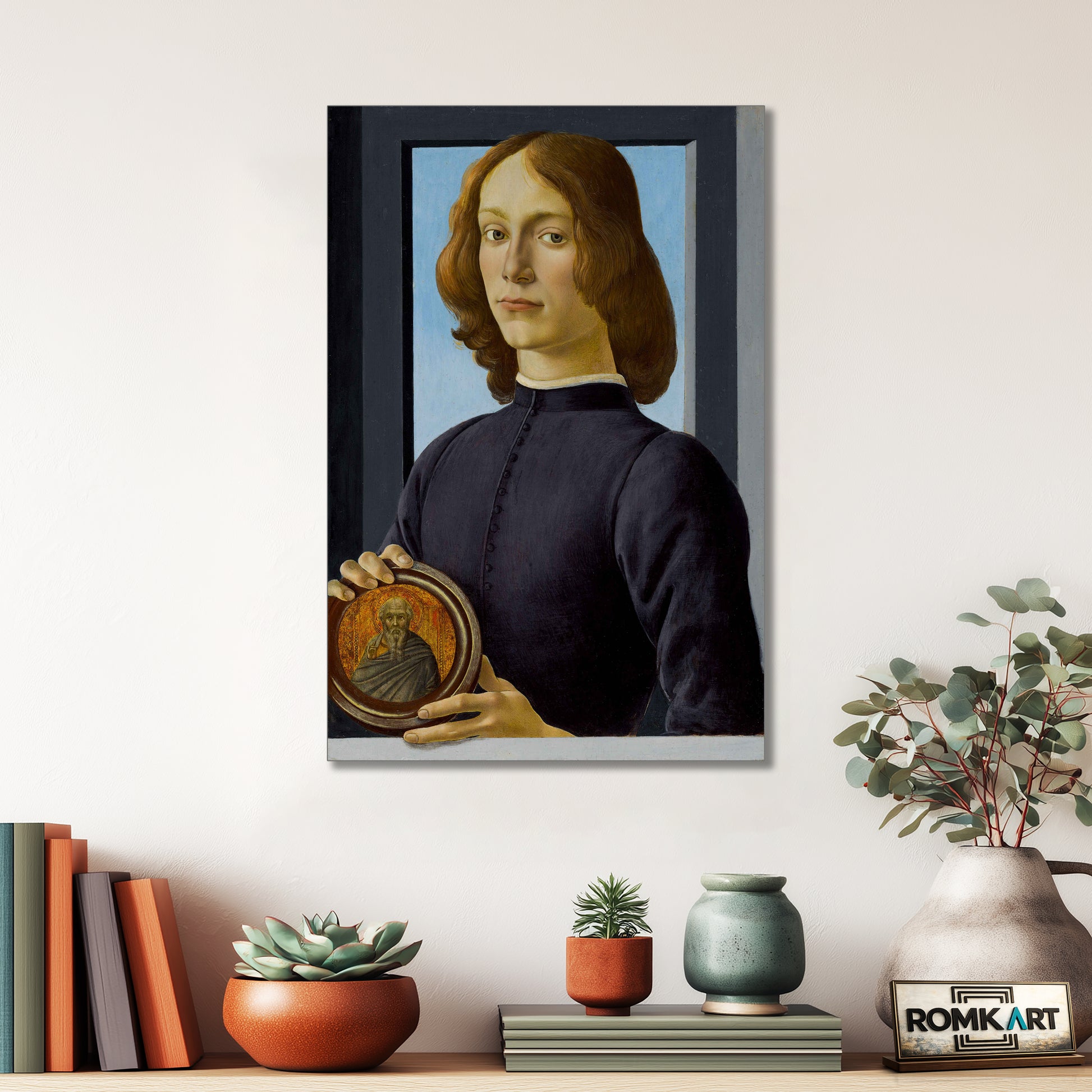 Sandro Botticelli Portrait Of A Young Man Holding A Roundel 1480 – Reproduction
