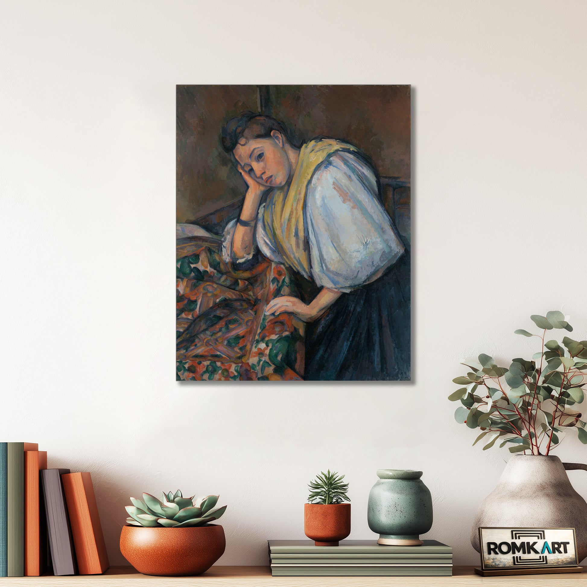 Paul Cezanne Young Italian Woman At A Table – Reproduction