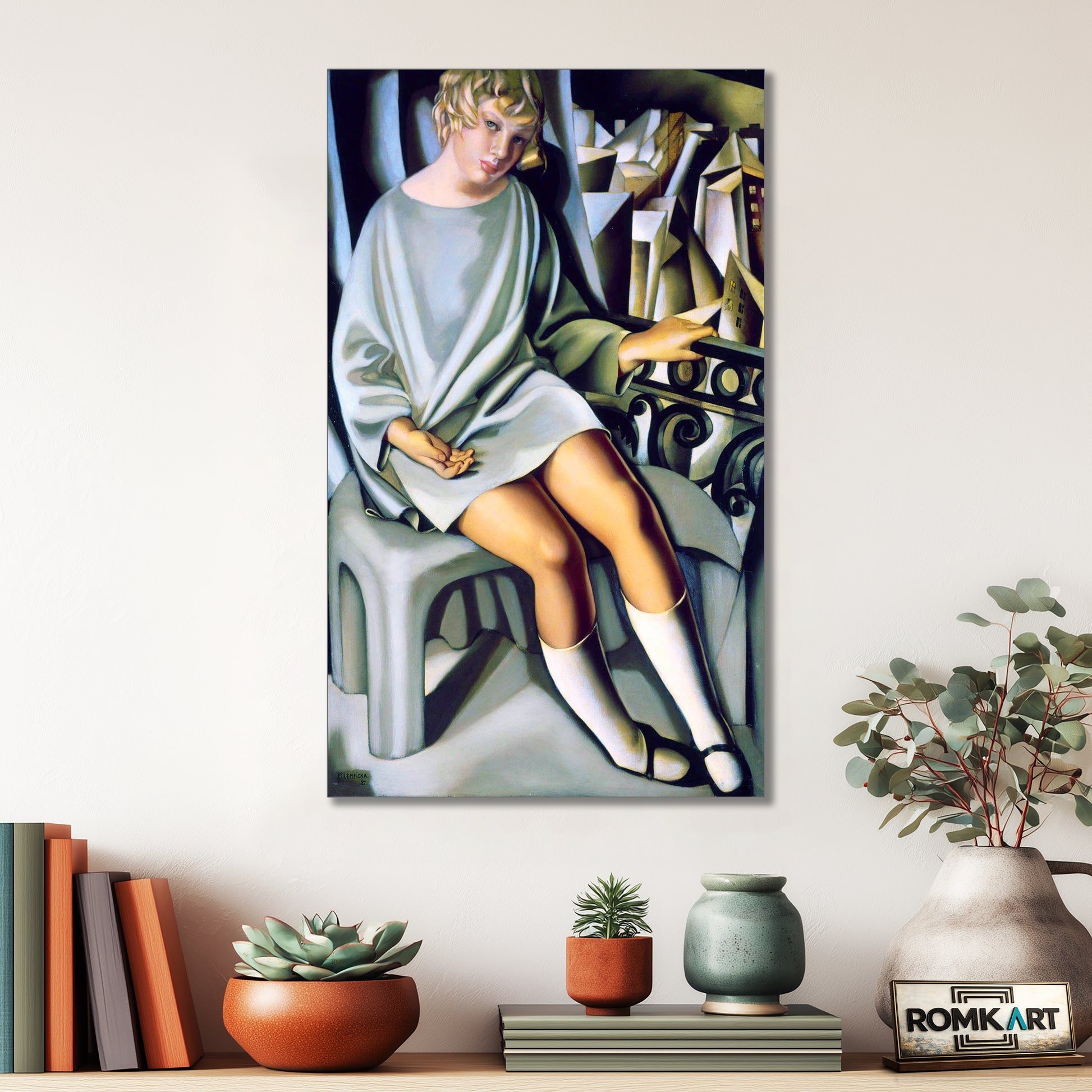 Tamara De Lempicka Kizette On The Balcony 1927 – Reproduction