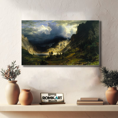 Albert Bierstadt A Storm In The Rocky Mountains 1866 - Reproduction by RomKart - Hand-Painted Oil Painting