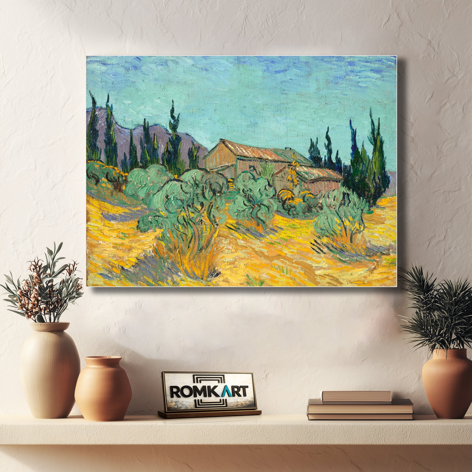 Vincent Van Gogh Wooden Sheds Huts Surrounded By Olive Trees And Cypresses 1889 – Reproduction
