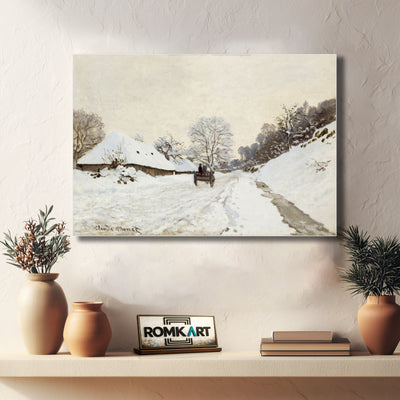 Claude Monet A Cart On The Snowy Road At Honfleur 1867 – Reproduction