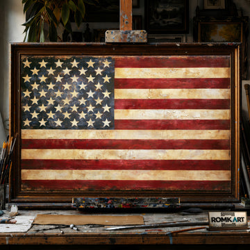 4th Of July American Flag hand-painted oil painting on canvas