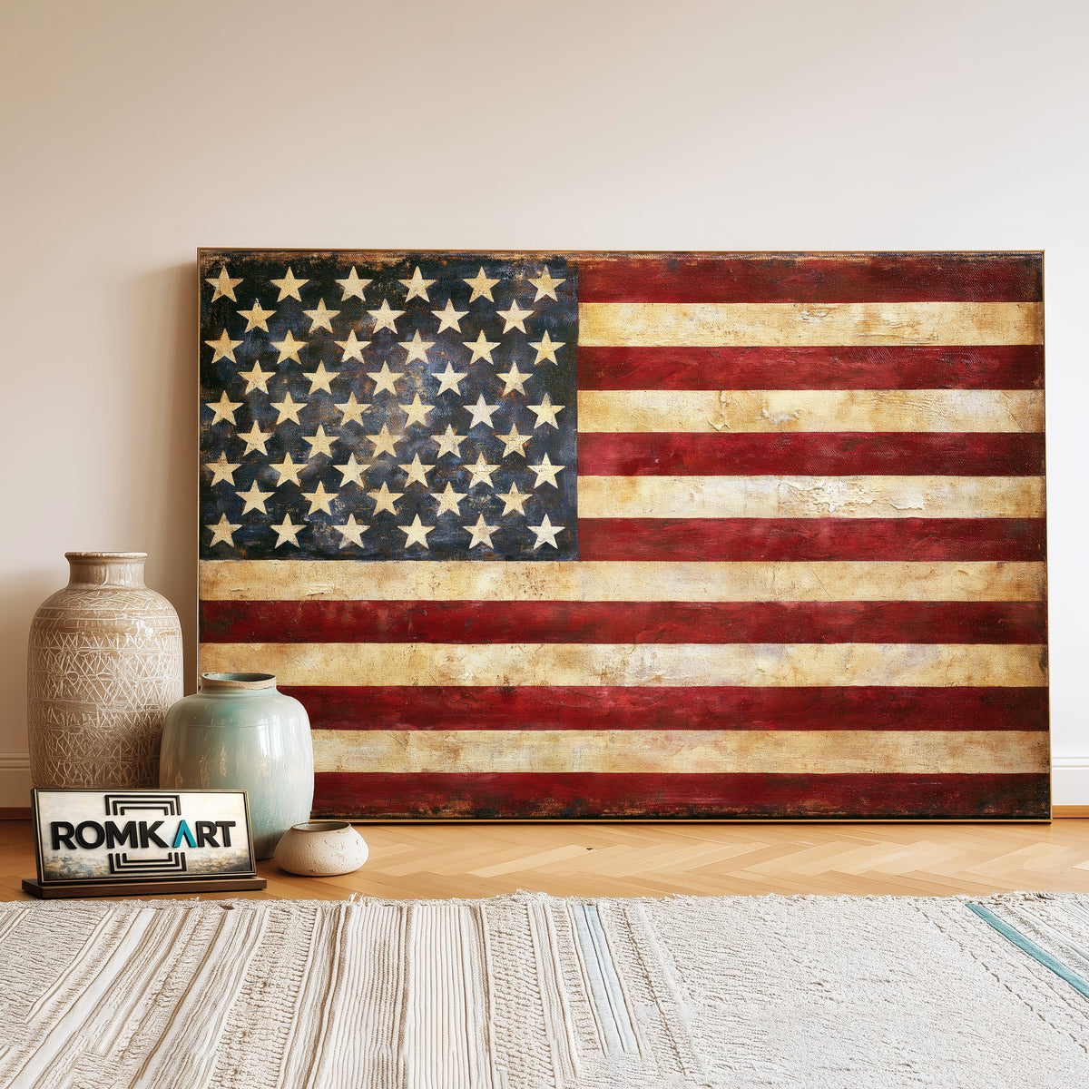 4th Of July American Flag Historical Oil Painting - image 3
