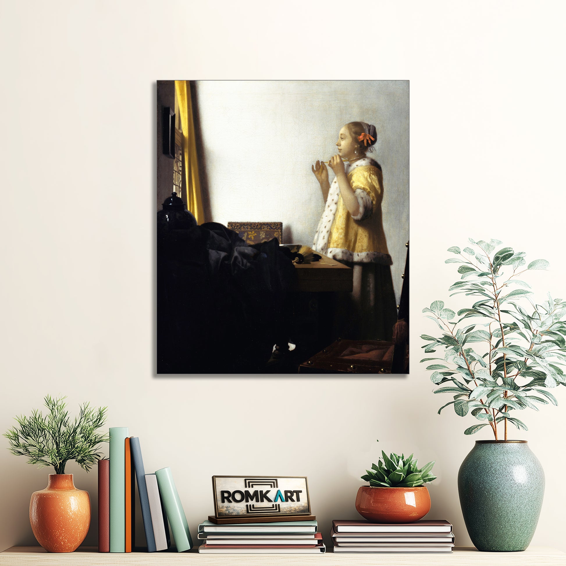 Johannes Vermeer Young Woman With A Pearl Necklace 1665 – Reproduction