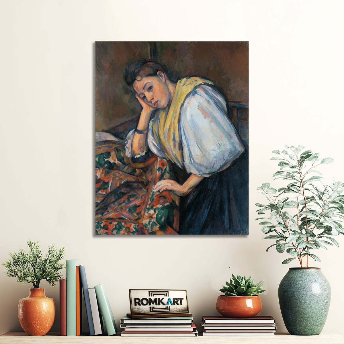 Paul Cezanne Young Italian Woman At A Table – Reproduction