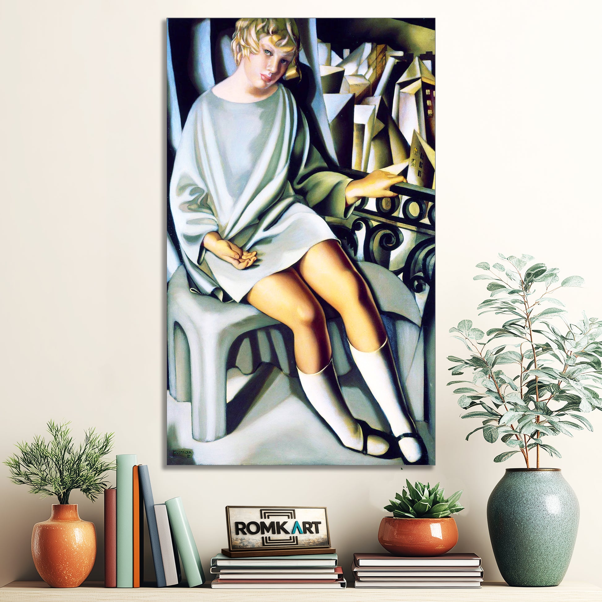 Tamara De Lempicka Kizette On The Balcony 1927 – Reproduction
