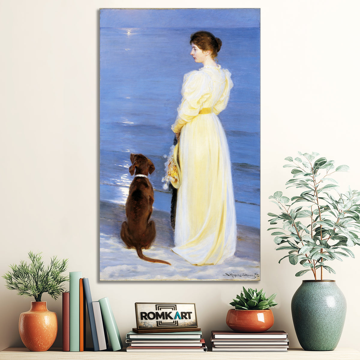 Peder Severin Kroyer Summer Evening At Skagen The Artist Wife And Dog By The Shore 1892 – Reproduction