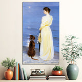 Peder Severin Kroyer Summer Evening At Skagen The Artist Wife And Dog By The Shore 1892 – Reproduction