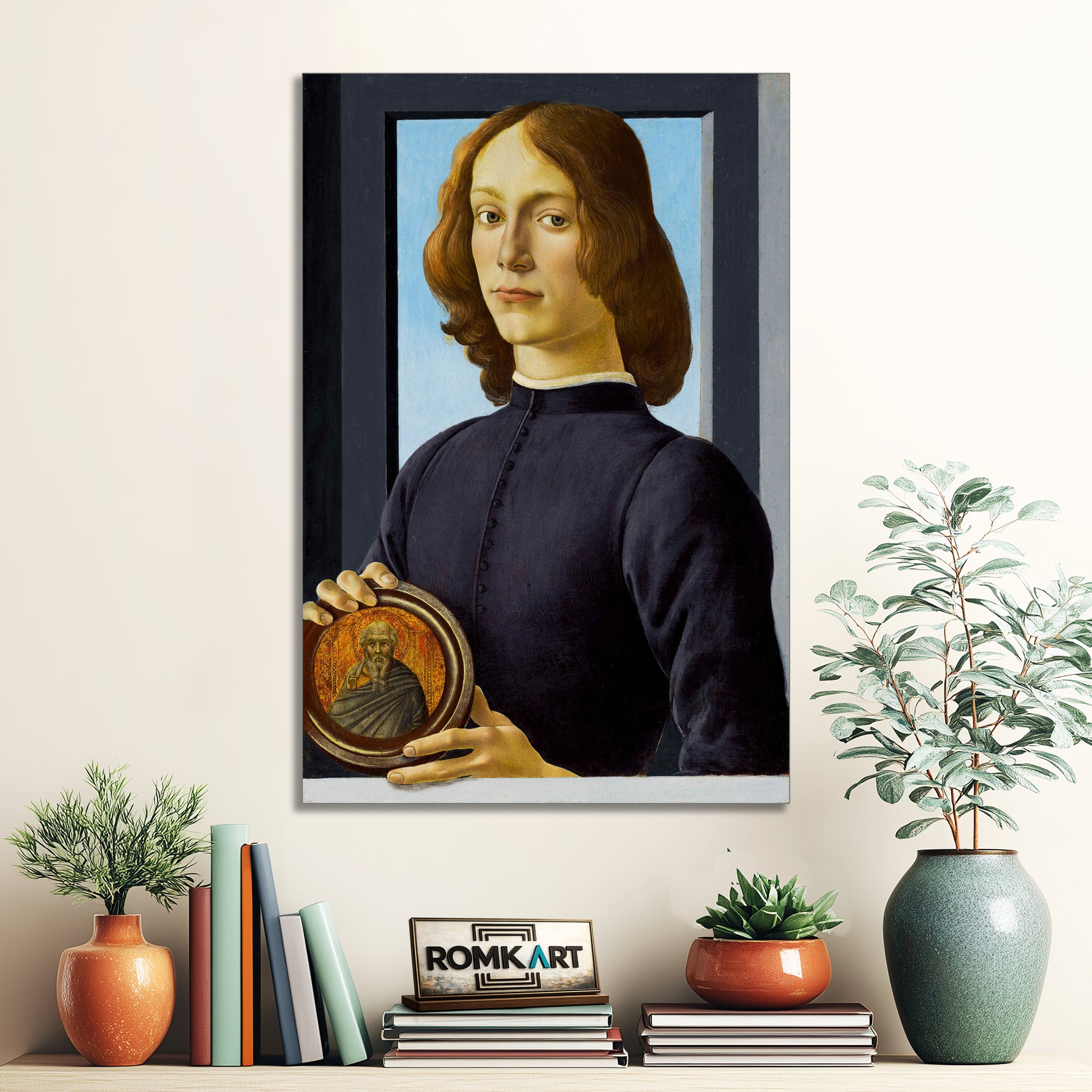 Sandro Botticelli Portrait Of A Young Man Holding A Roundel 1480 – Reproduction