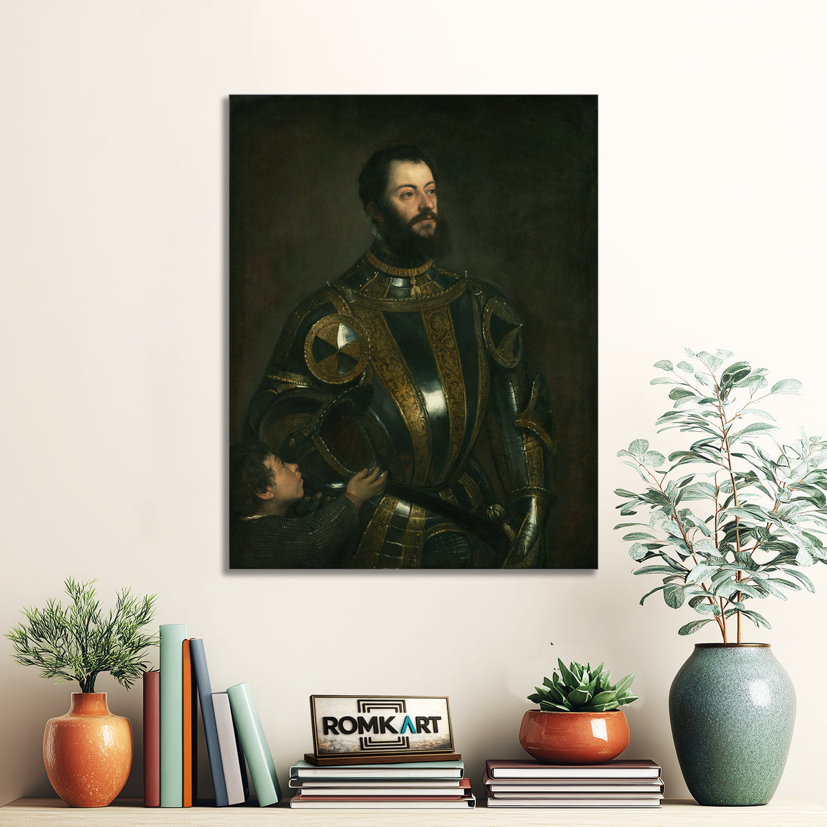 Titian Portrait Of Alfonso Davalos Marchese Del Vasto In Armor With A Page – Reproduction