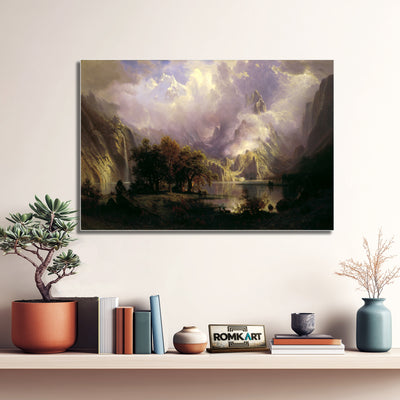 Albert Bierstadt Rocky Mountain Landscape 1870 - Reproduction by RomKart - Hand-Painted Oil Painting