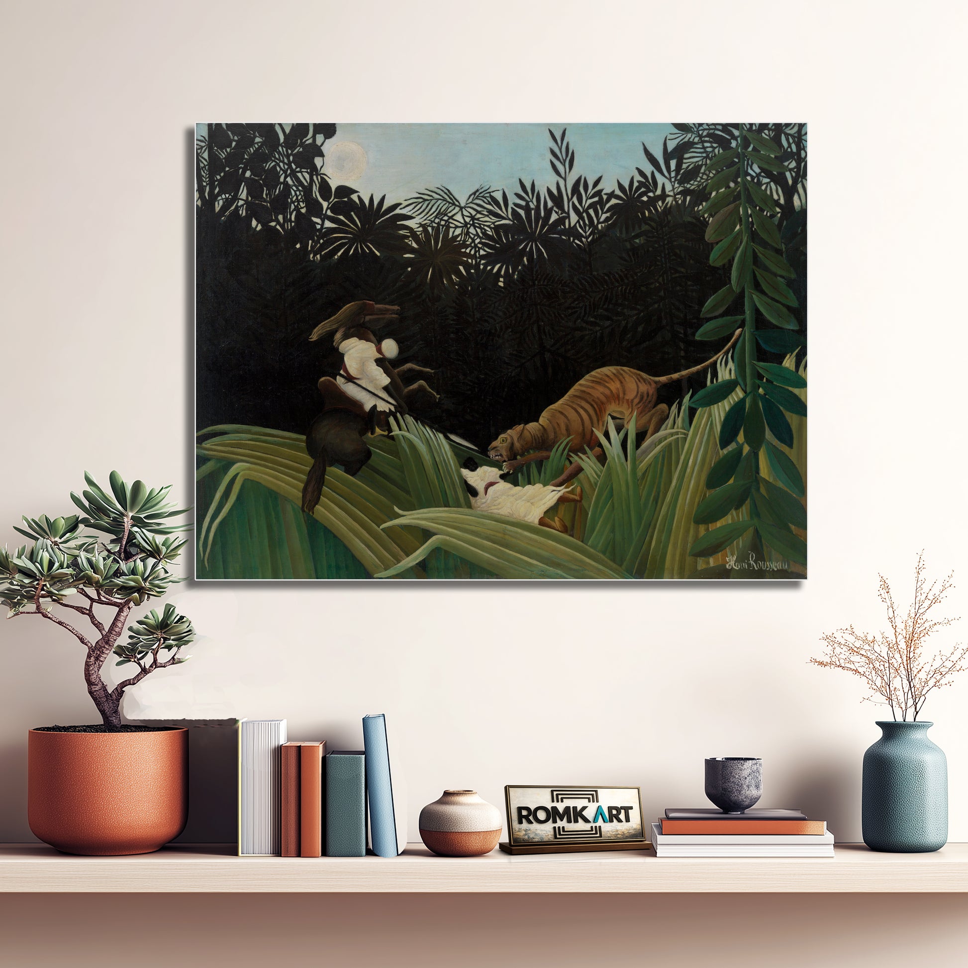 Henri Rousseau Scouts Attacked By A Tiger – Reproduction