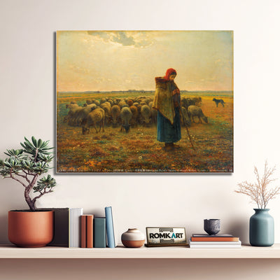 Jean-francois Millet Shepherdess With Her Flock 1864 – Reproduction