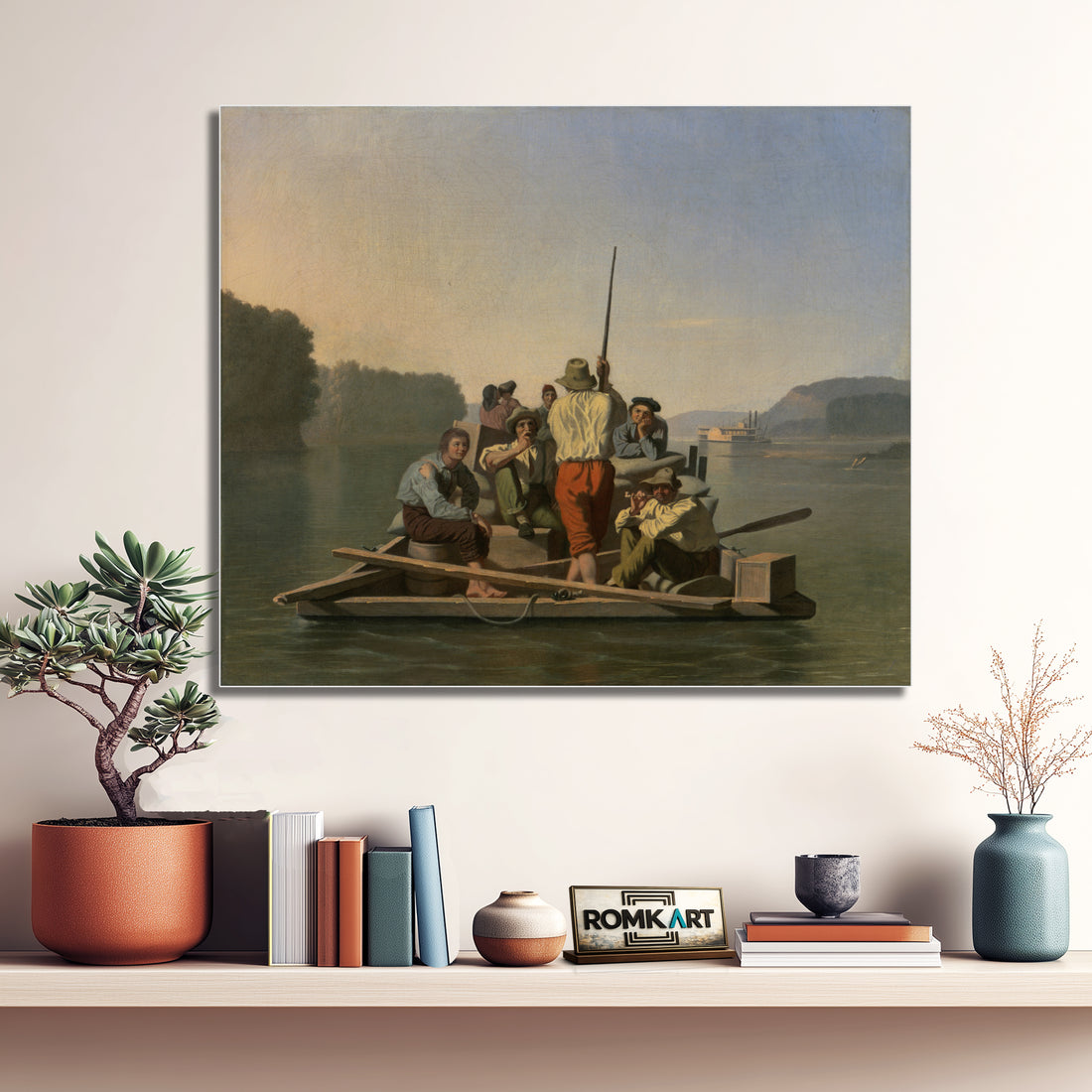 George Caleb Bingham Lighter Relieving A Steamboat Aground – Reproduction