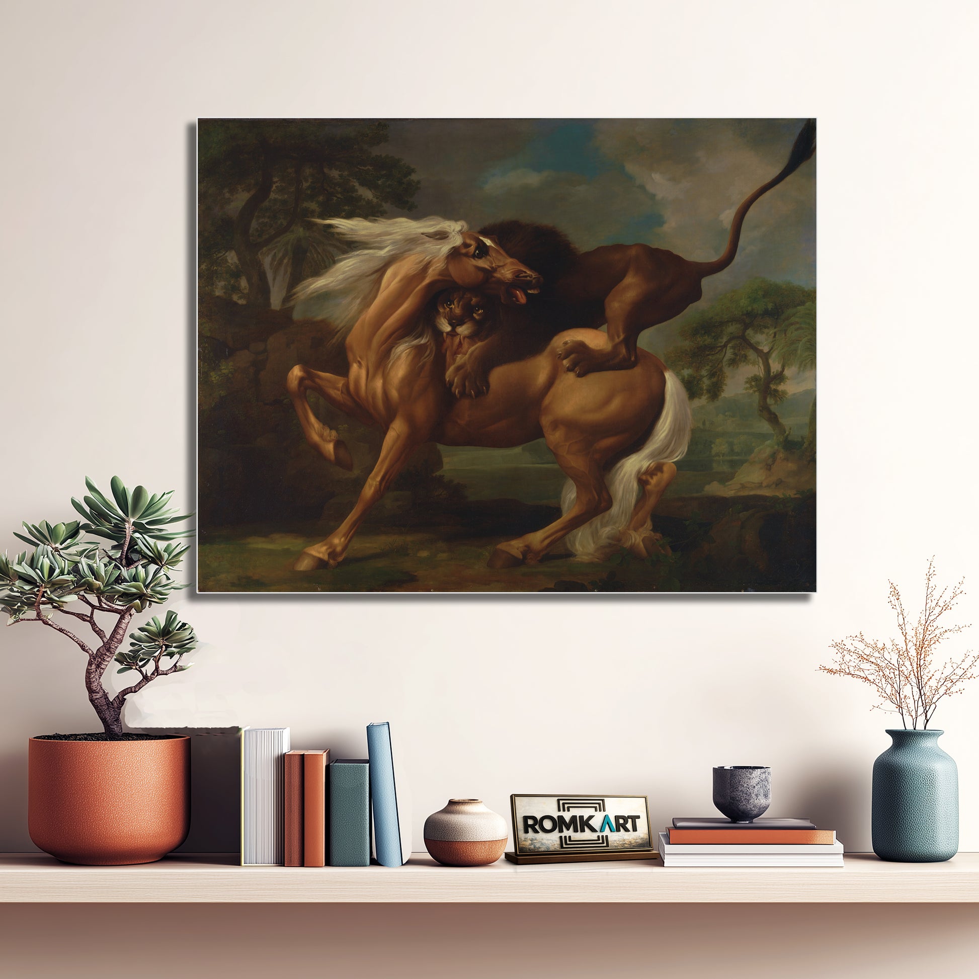 George Stubbs A Lion Attacking A Horse 1762 – Reproduction