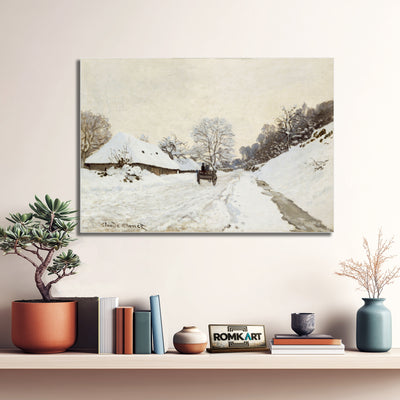 Claude Monet A Cart On The Snowy Road At Honfleur 1867 – Reproduction