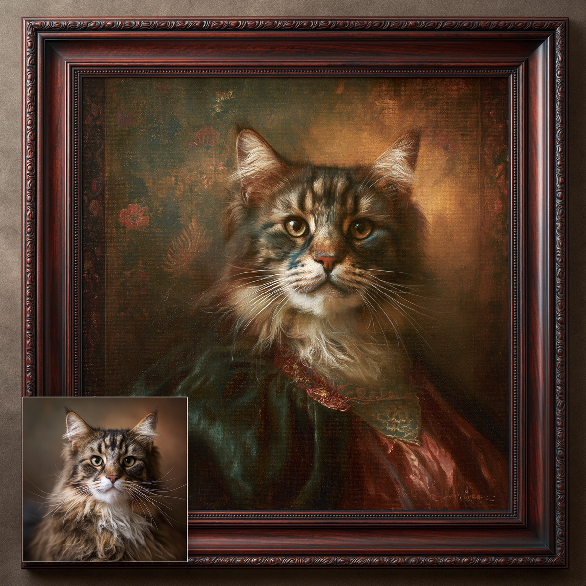 Custom Cat Oil Painting | Dante Gabriel Rossetti Style