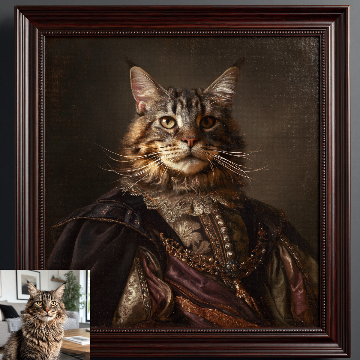 Custom Hand-Painted Cat Oil Painting | Baroque Old Master Style Art