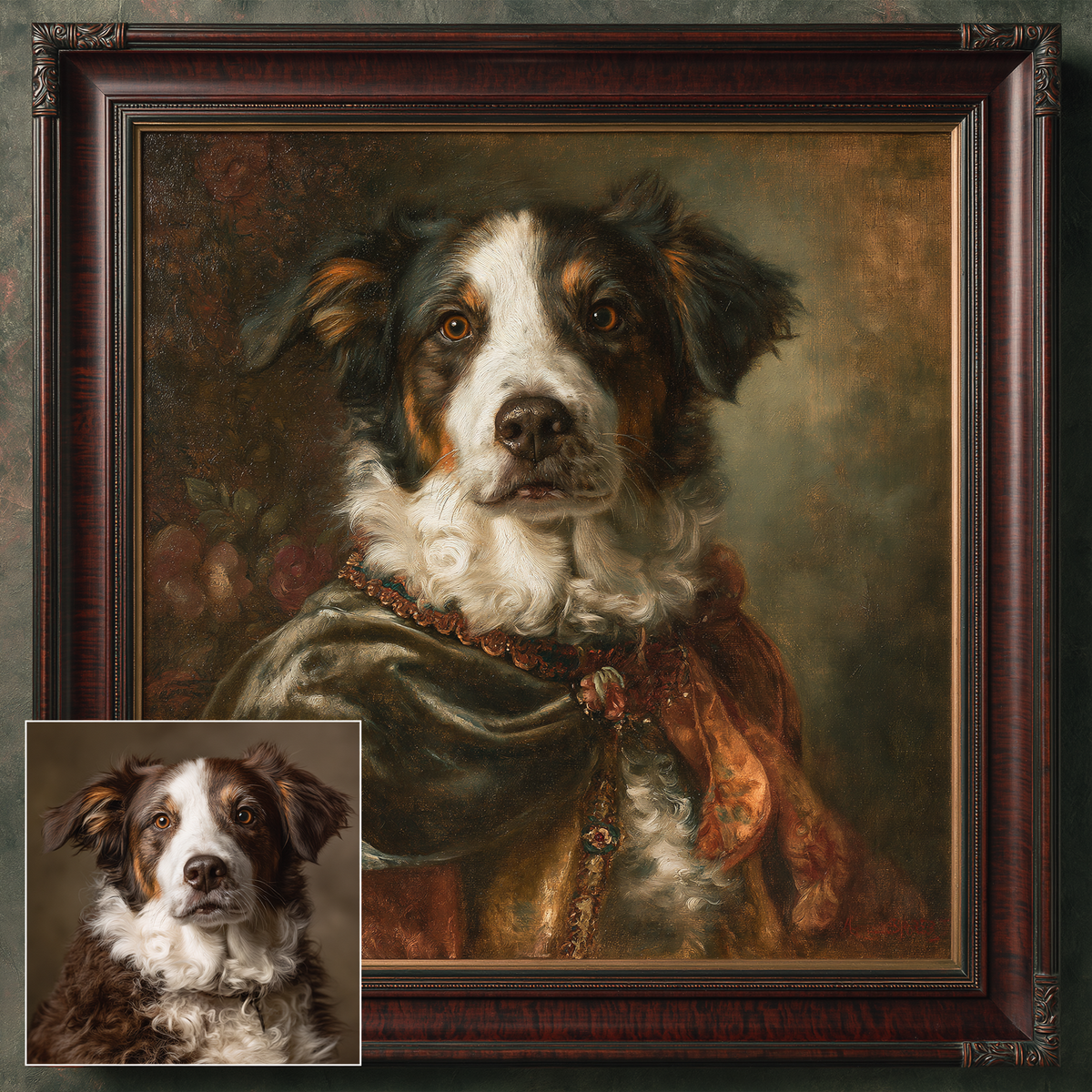 Custom Dog Oil Painting | Dante Gabriel Rossetti Style