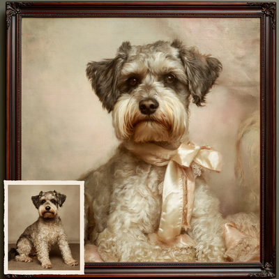 Custom Hand-Painted Dog Oil Painting | Rococo Style Art