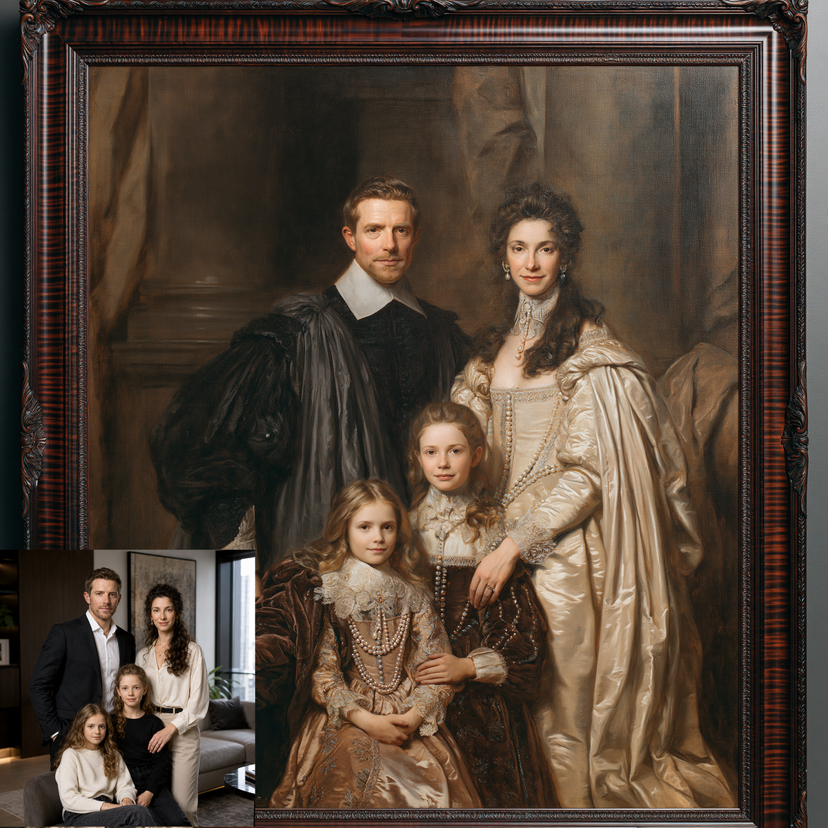 Custom Family Oil Painting | Flemish Court By Anthony Van Dyck Style