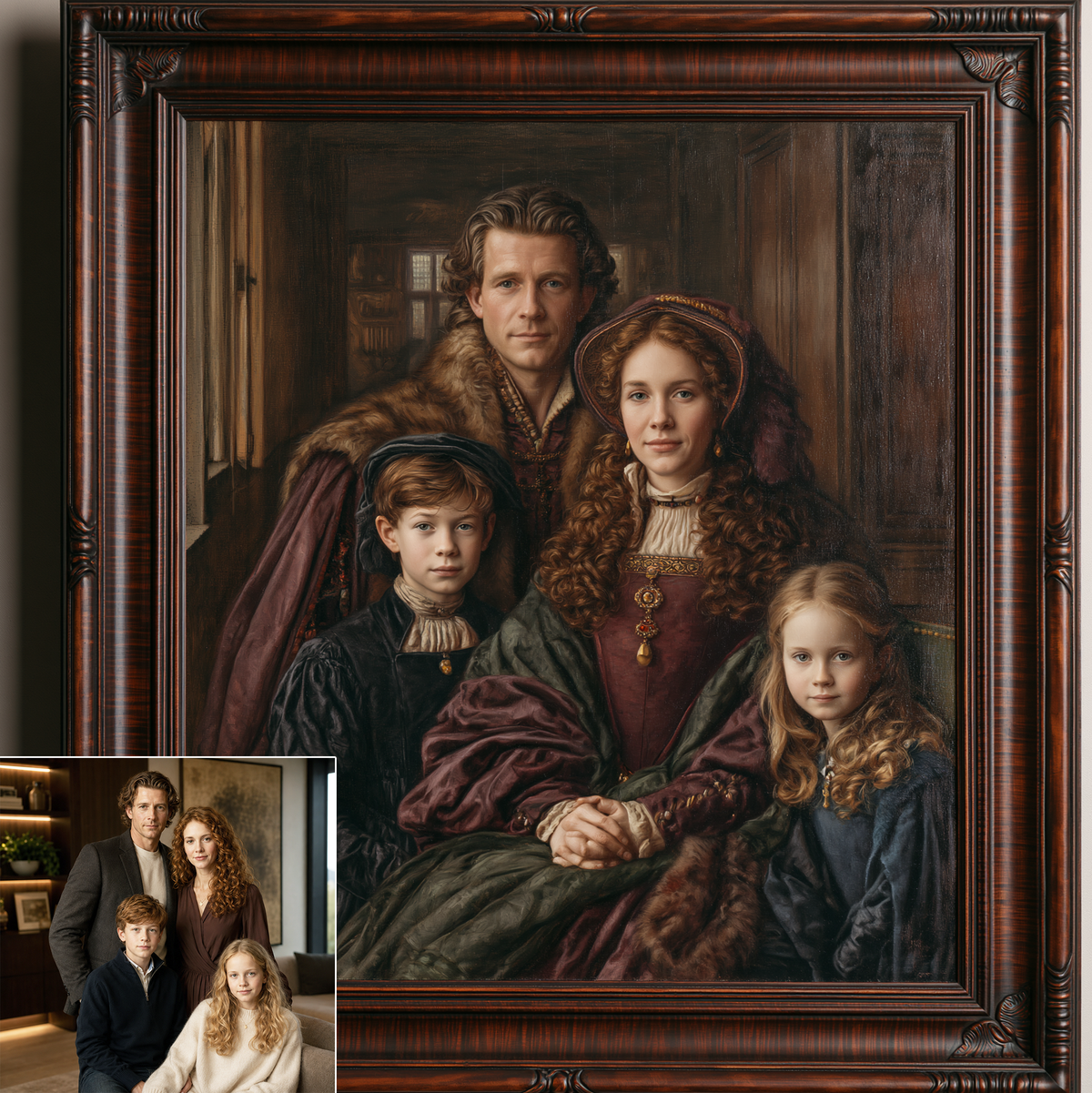 Custom Family Oil Painting | Flemish Court By Jan Van Eyck Style