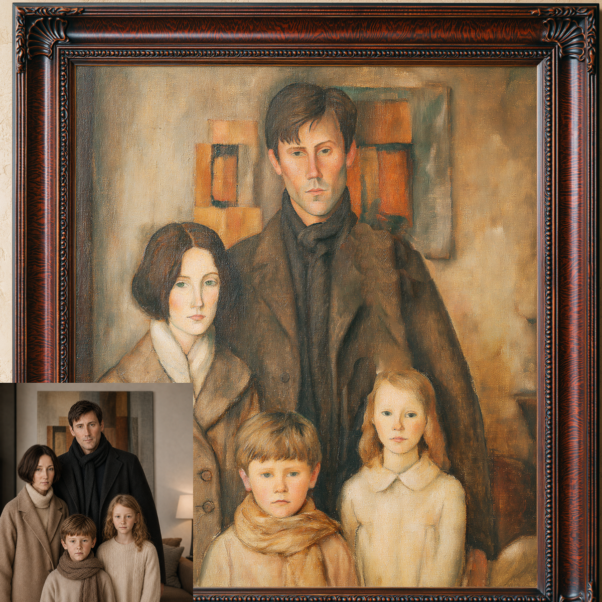 Custom Hand-Painted Family Oil Painting | Amedeo Modigliani Style Art