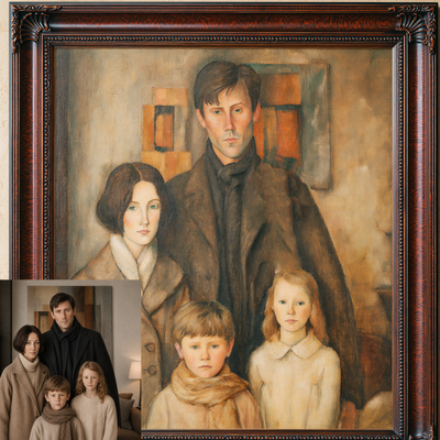 Custom Hand-Painted Family Oil Painting | Amedeo Modigliani Style Art