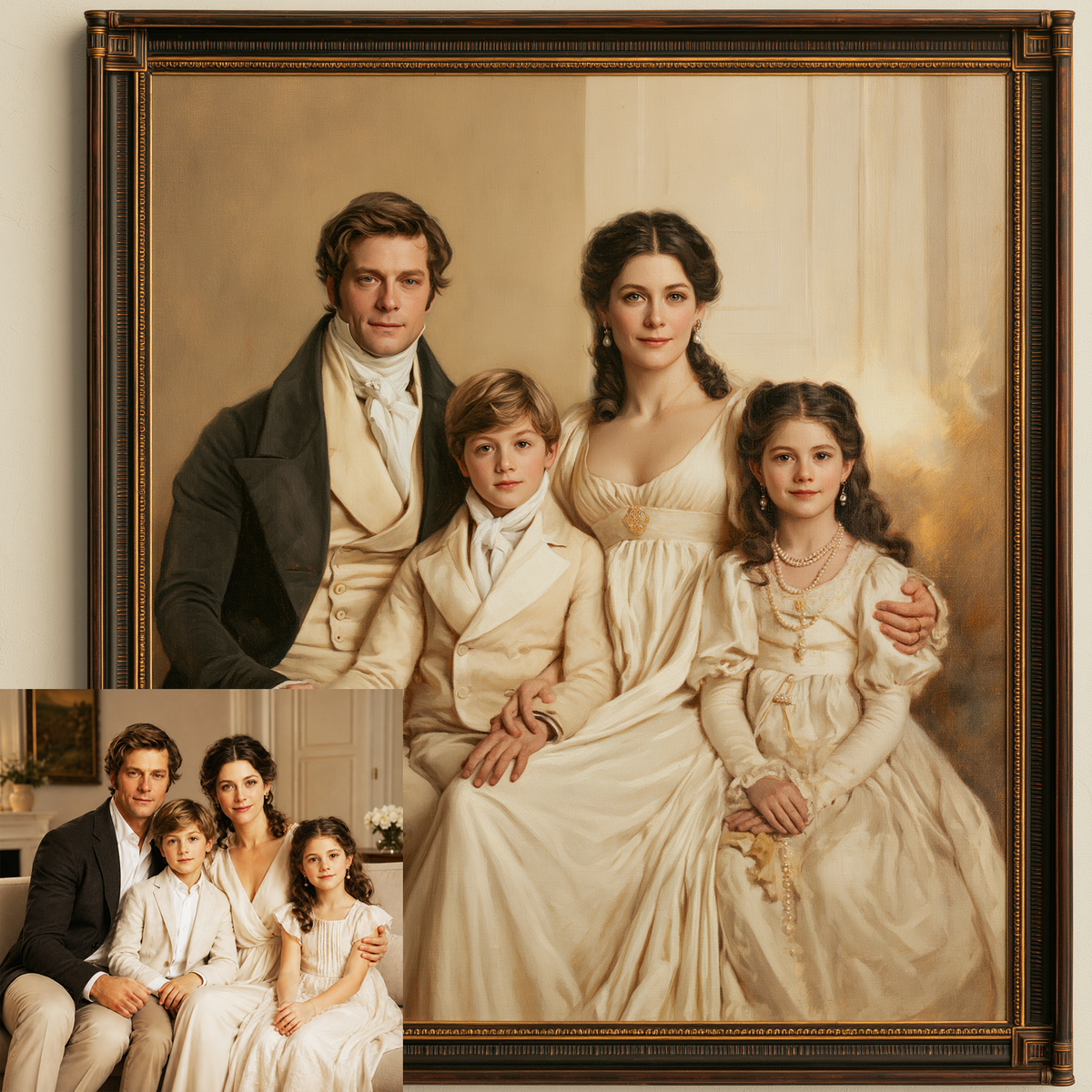 Custom Hand-Painted Family Oil Painting | Neoclassical Style Art
