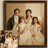 Custom Hand-Painted Family Oil Painting | Neoclassical Style Art
