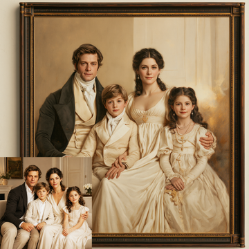Custom Hand-Painted Family Oil Painting | Neoclassical Style Art