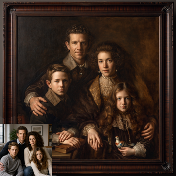 Custom Hand-Painted Family Oil Painting | Rembrandt Baroque Style Art