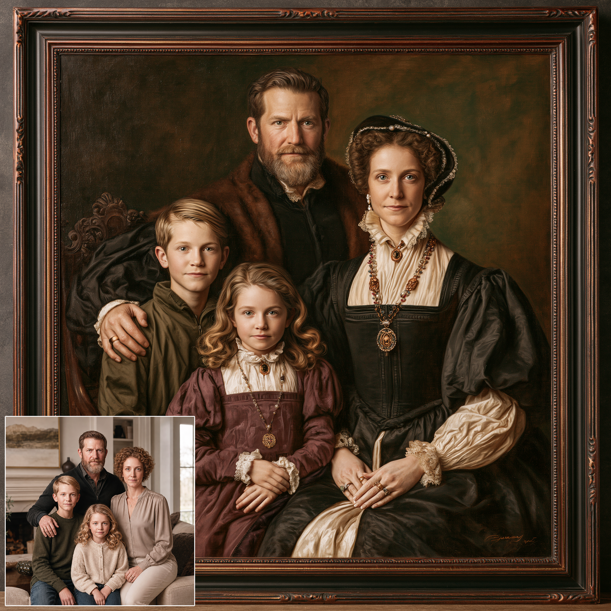 Custom Family Oil Painting | The Royal Renaissance   Hans Holbein The Younger Style