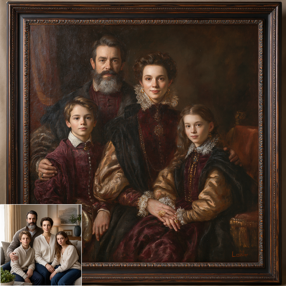 Custom Family Oil Painting | The Royal Renaissance   Titian Style