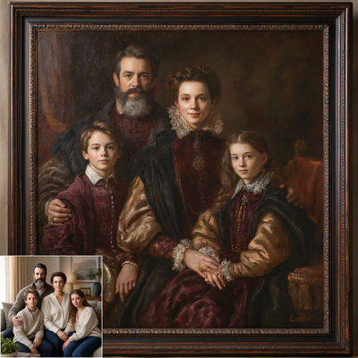 Custom Family Oil Painting | The Royal Renaissance   Titian Style