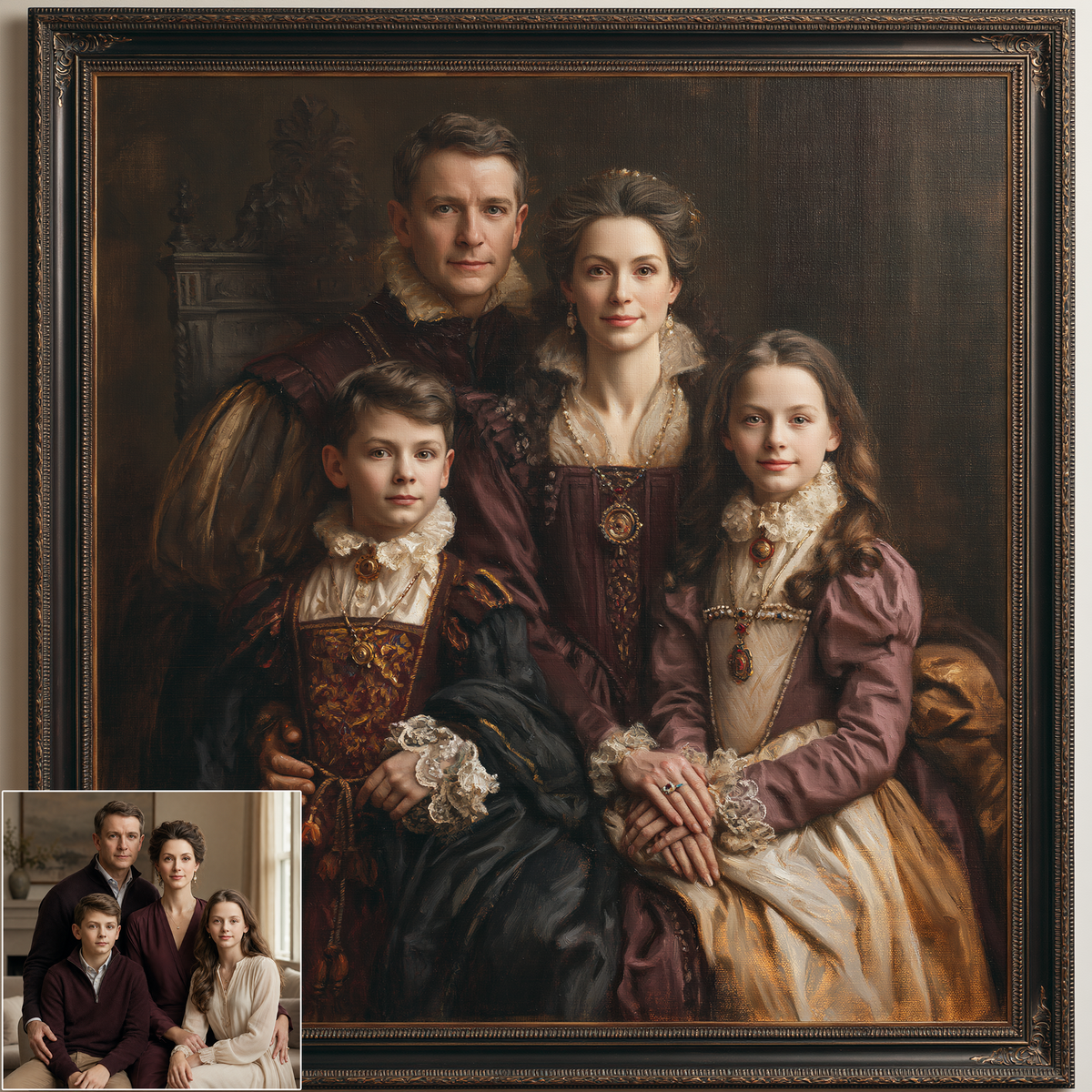 Custom Family Oil Painting | The Royal Renaissance Style