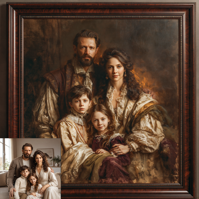 Custom Hand-Painted Family Oil Painting | Baroque Old Master Style Art
