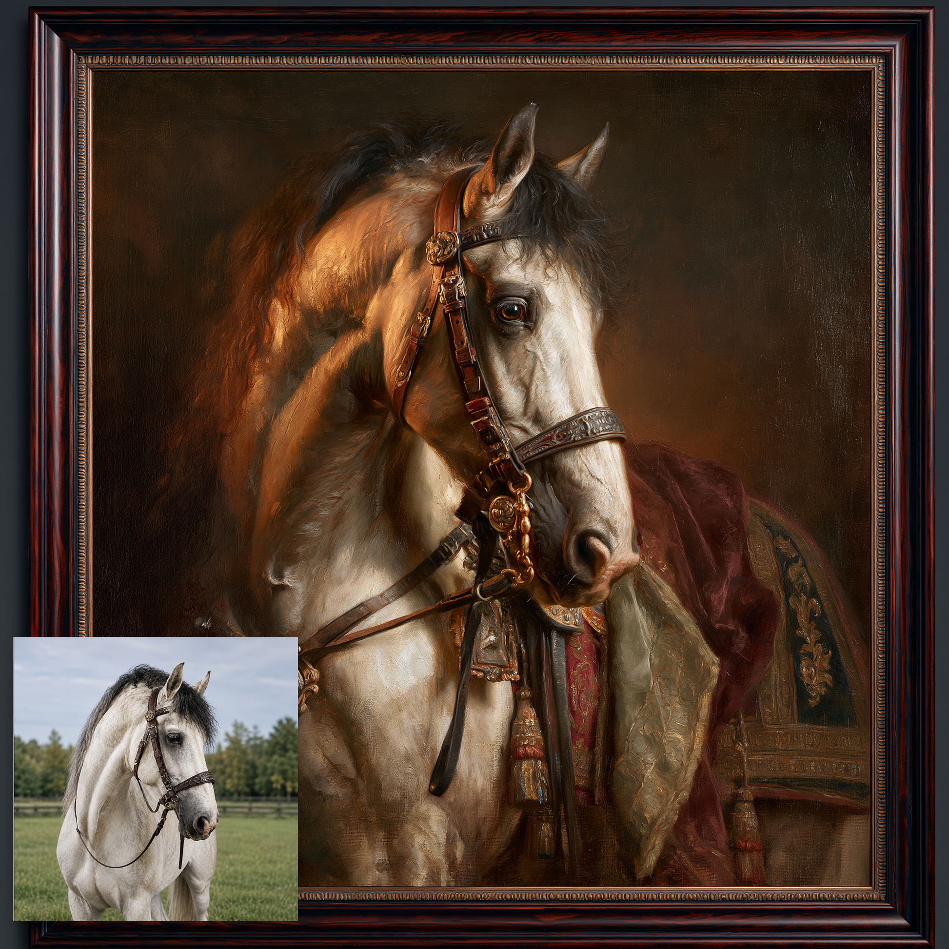 Custom Hand-Painted Horse Oil Painting | Baroque Old Master Style Art