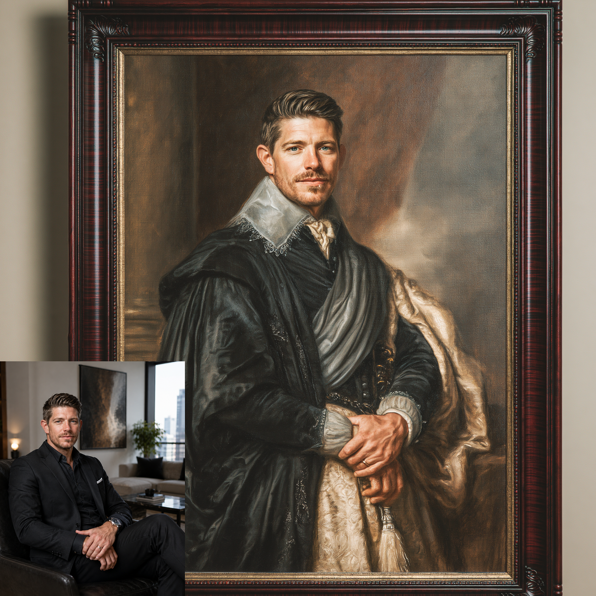 Custom Portrait Oil Painting | Flemish Court By Anthony Van Dyck Style