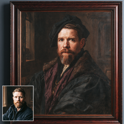 Custom Portrait Oil Painting | Flemish Court By Jan Van Eyck Style