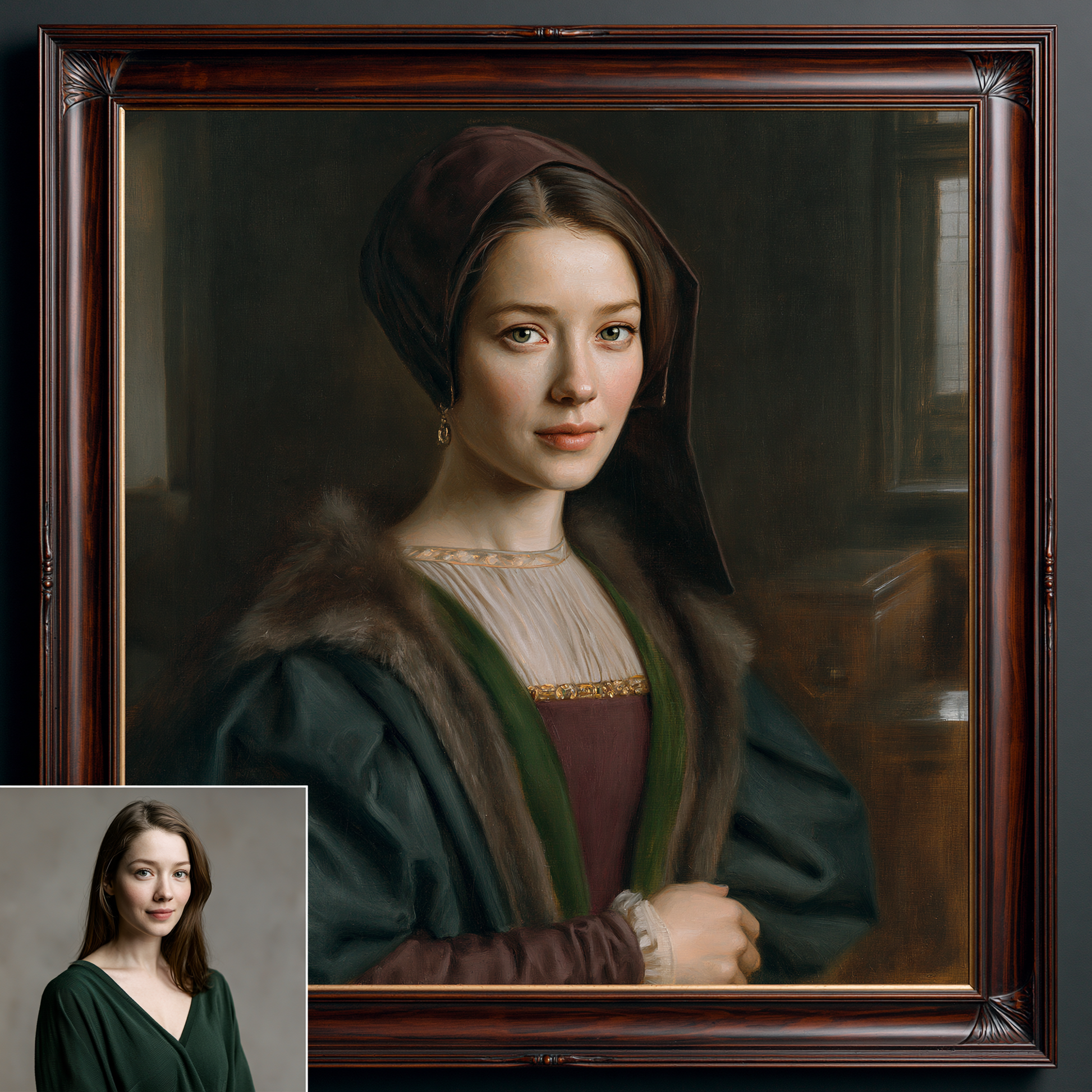 Custom Portrait Oil Painting | Flemish Court By Jan Van Eyck Style