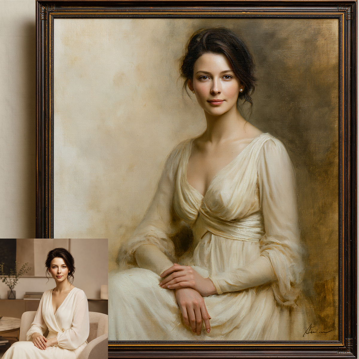 Custom Hand-Painted Portrait Oil Painting | Neoclassical Style Art