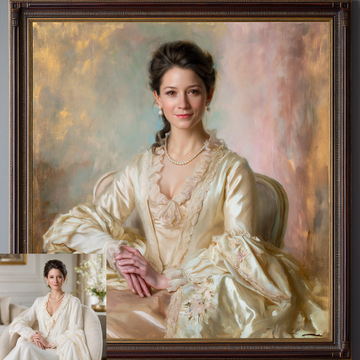 Custom Hand-Painted Portrait Oil Painting | Rococo Style Art
