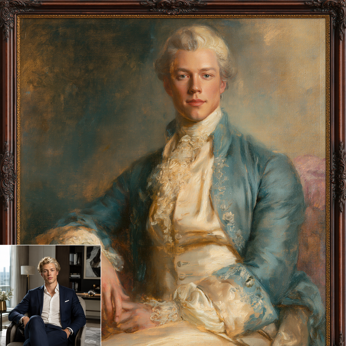 Custom Portrait Oil Painting | Thomas Gainsborough Rococo Style